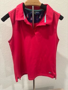 Turtles & Tees Hot Pink Sleeveless Golf Polo Sailboat Collar Girls Youth 10/12